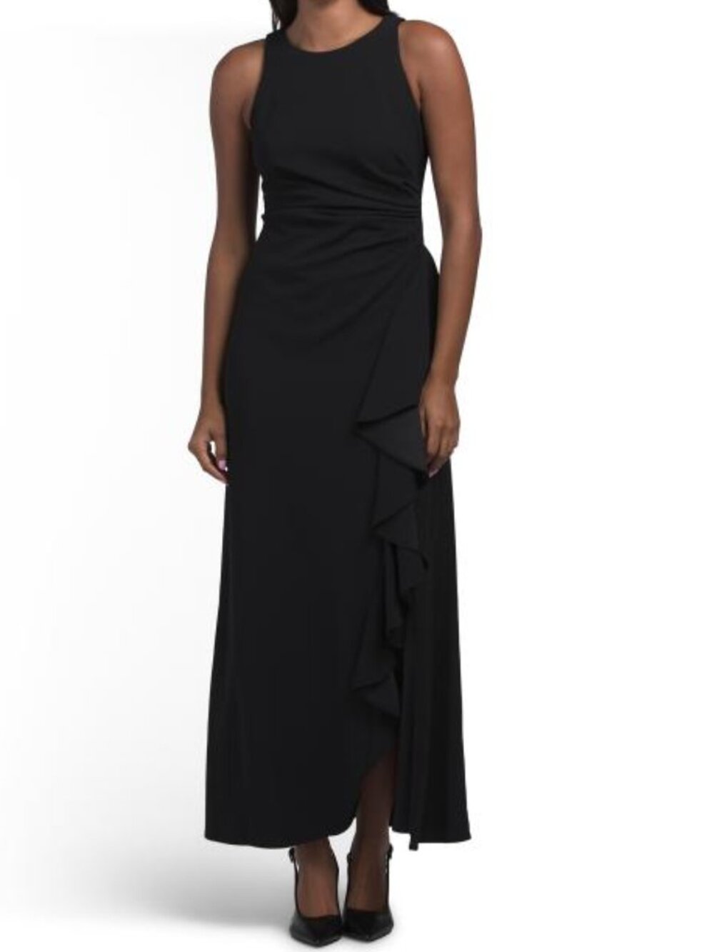 ALEX EVENINGS Petite Dress With Cascade Ruffle Skirt